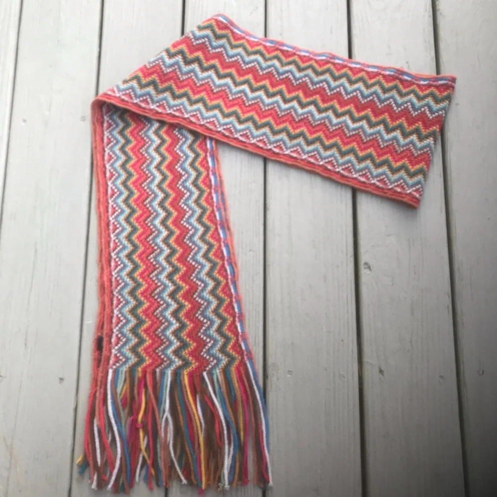 NEW Fancy woven long chevron pattern long colorful scarf with fringe